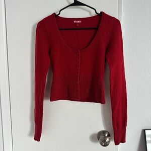 Staud Sabrina cardigan sweater red